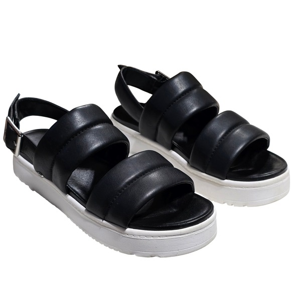 UGG‎ Ashton Slide Black Leather Puffy Platform Slingback Sandals 1124997 Mens 8 main image 5